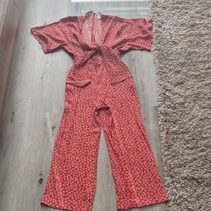 Red Patterned Jumpsuit (ties in the front)